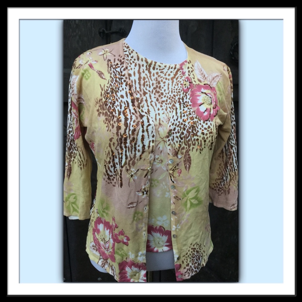 Anna Lu Sensations Floral Twin Set, Size M